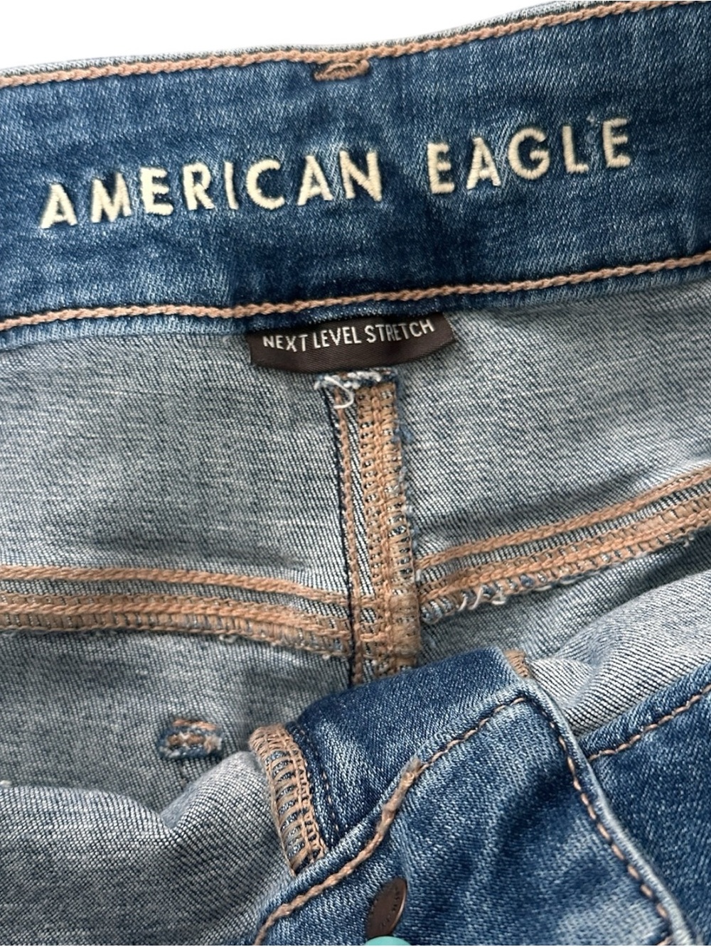 American Eagle Super High Rise Flare Jeans Front Pockets AE BOHO Festival US 10 - Picture 6 of 7
